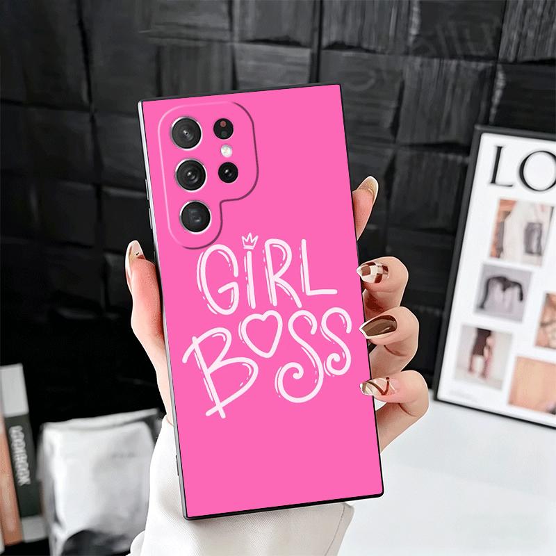 Girl Boss Lady Pink Soft Phone Case for Samsung Galaxy S26 S25 Edge S24 Ultra S23 Plus S22 S21 FE S20 Black Cover Back Shell