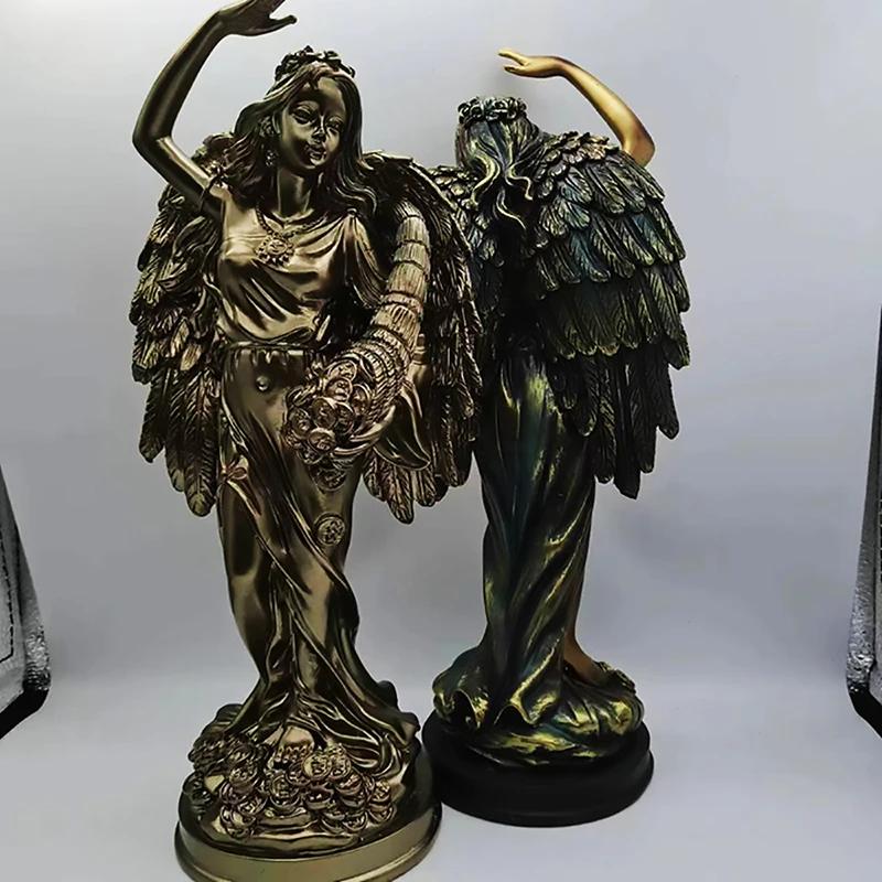 Ancient Greek Goddess of Wealth Resin Sculpture Retro Office Lucky Decoration Attracting Wealth Home Decoration Ornaments Gifts