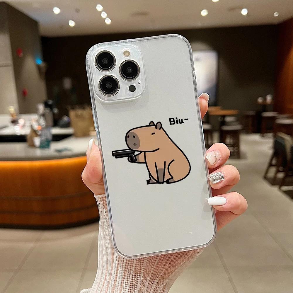 

Забавный чехол для телефона с изображением животных из мультфильма «Капибара» для iPhone 15 14 13 12 11 Pro X Xs Max XR SE 2020 8 7 Plus, мягкий прозрачный чехол for iPhone 13 Pro