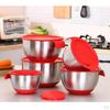 5 Sizes Mixing Bowls Stainless Steel Metal Lid Kitchen Compact Storage