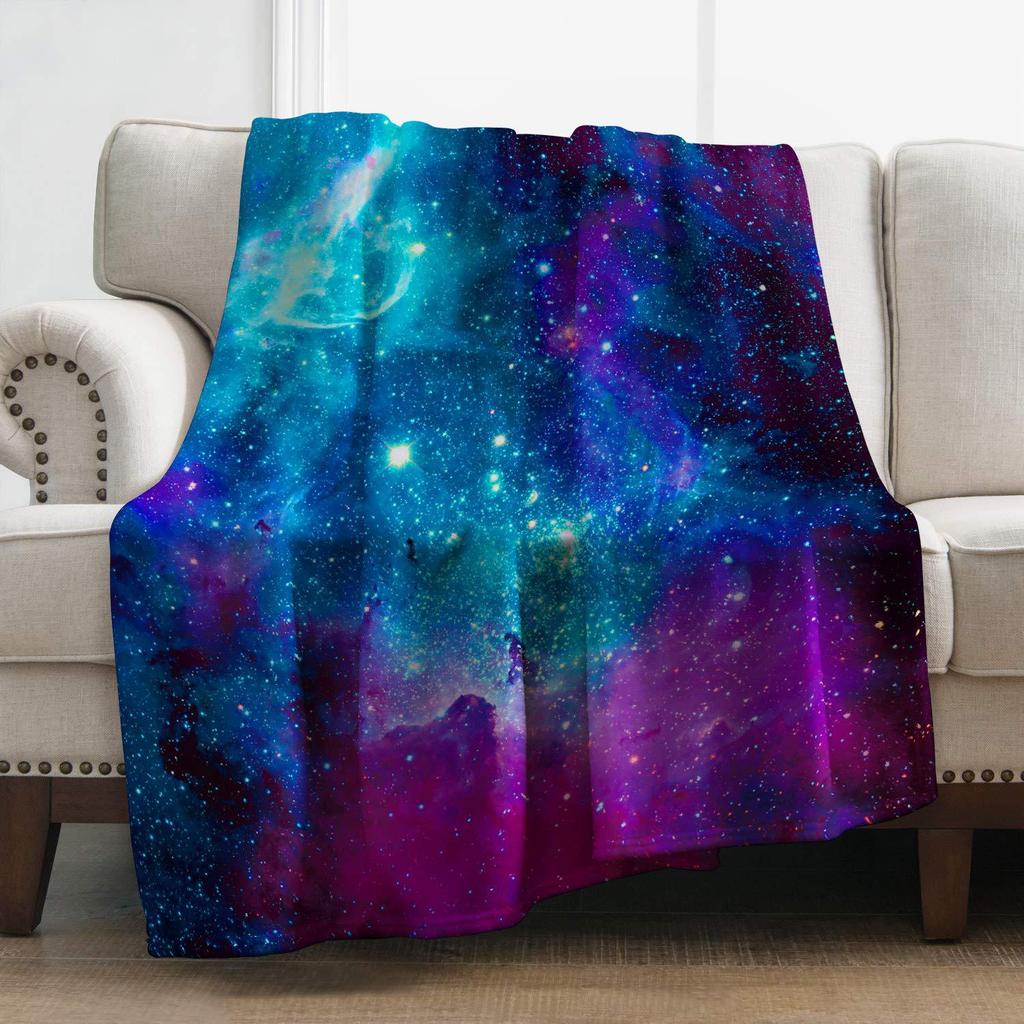 Dream Galaxy Flannel Mar Blanket Digital Printing Space Blanket Planet Sofa Blanket