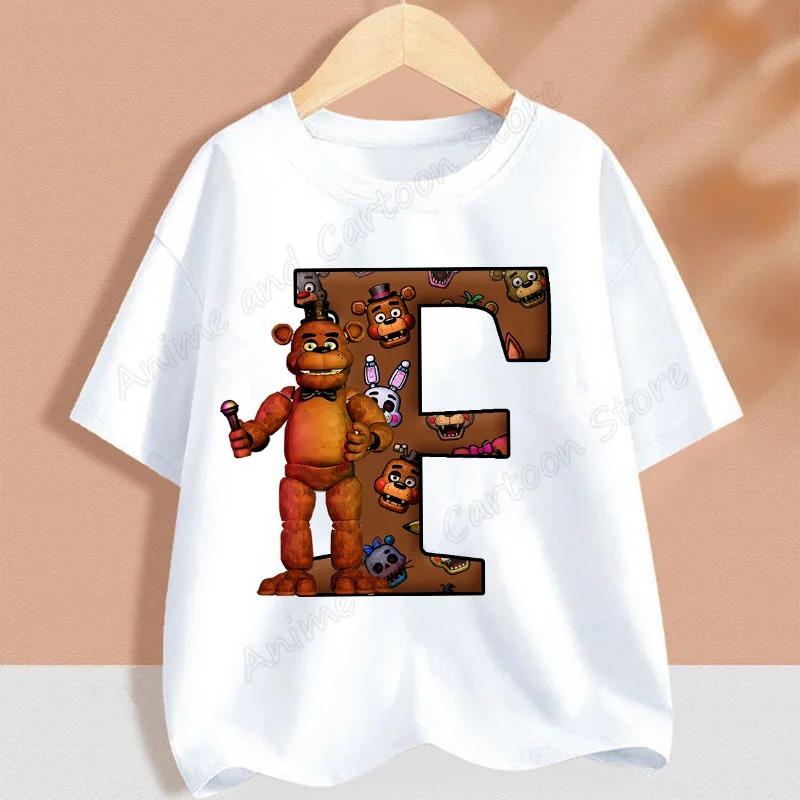 Fnafs Children T-shirt Five Nights At Freddys Letter Tee Top Round Collar Clothing Kawaii Summer Short Sleeve Kids Clothes Gift