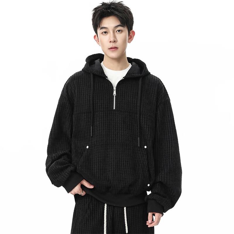 

TOM ADAM Retro Color-Block Half-Zip Hooded Sweatshirt 8XL