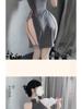 770 Plus Size Sexy Lingerie Slit Cheongsam Dress - Buttock-Revealing Summer Pajamas for Women, High Elasticity, Ideal for Roleplay