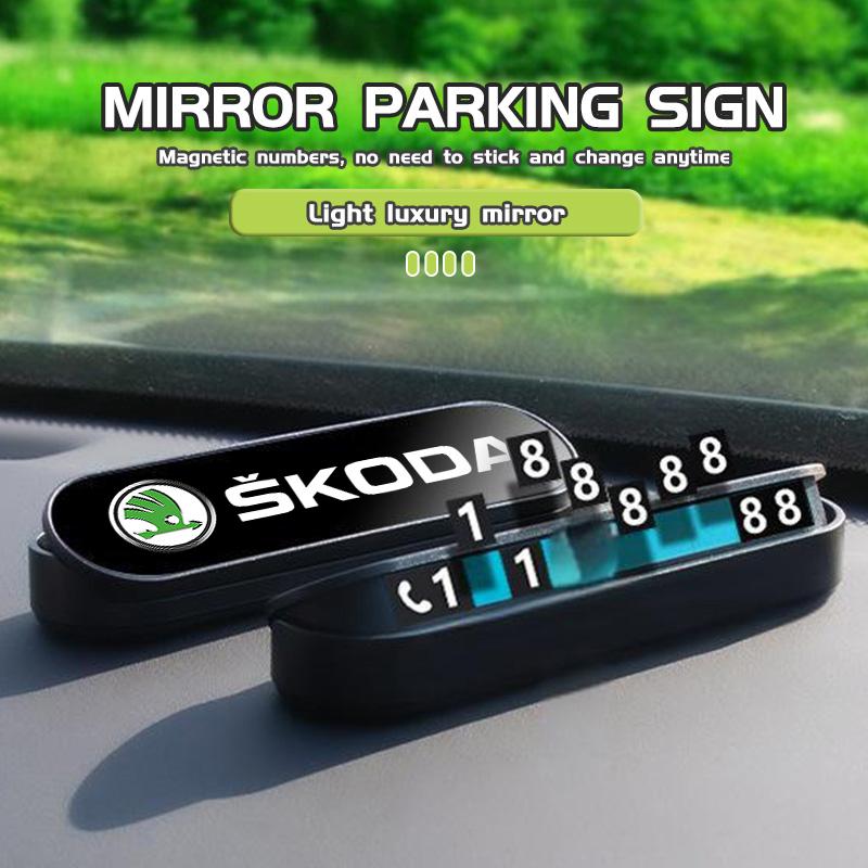 For Skoda Car Temporary Parking Telephone Sign Phone Number Plate Auto Accessories Kodiaq Fabia Kamiq Karoq Octavia 2 3 Rapid fsjn24