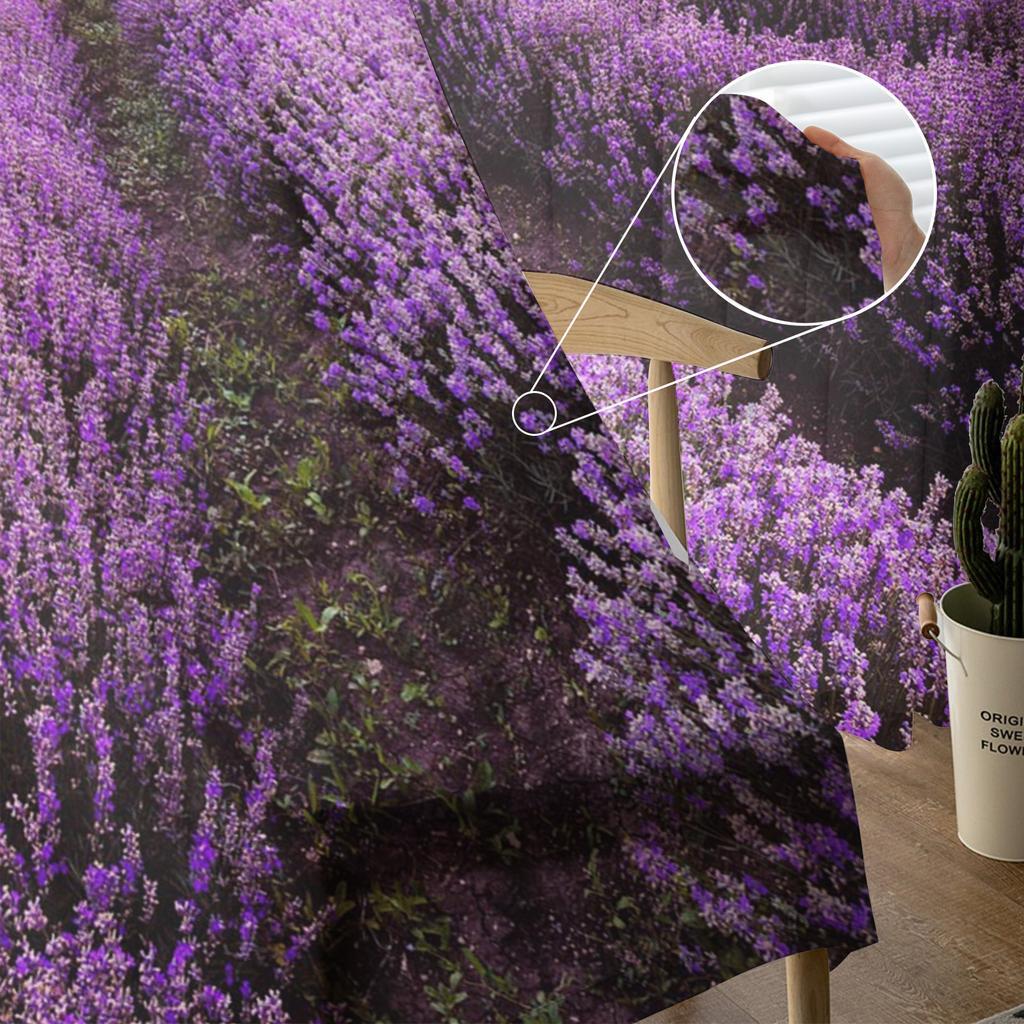 Lavender Sunset Purple Flower Field Tulle Sheer Window Curtains for Living Room Kitchen Children Bedroom Voile Hanging Curtain