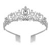 Shimmering Crystal Tiara Crown Princess Wedding Headpiece Gold Rhinestone Baroque Headband for Proms and Birthday