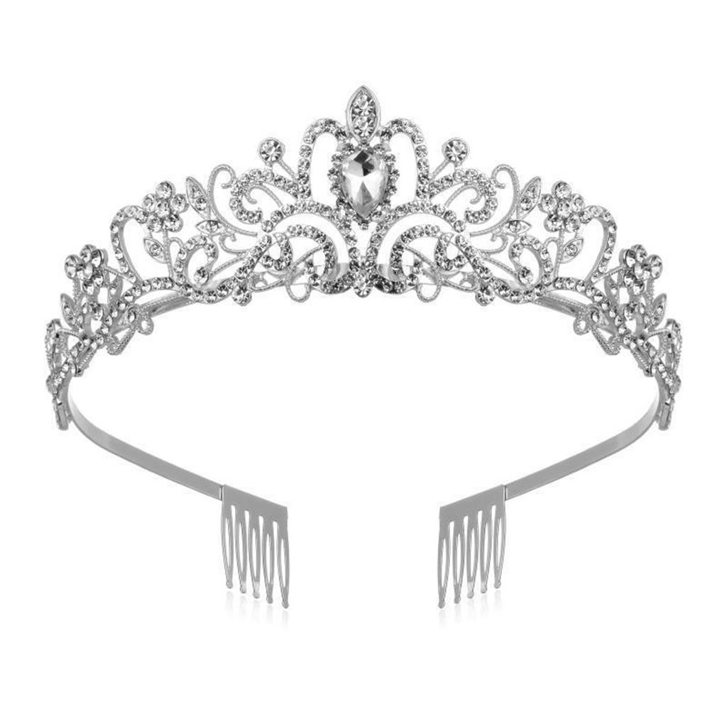 Shimmering Crystal Tiara Crown Princess Wedding Headpiece Gold Rhinestone Baroque Headband for Proms and Birthday