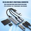 5 Function USB C Adapters for Phone 15/16/17 60WPD Charging Music Playbacks File Transfer Card Reading