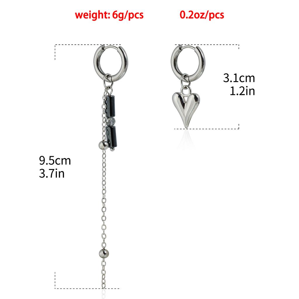 Love Heart Pendant Tassel Necklace for Women Creative Punk Ethnic Beads Earrings Jewelry Gifts