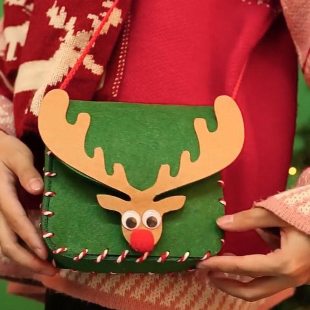 Non-woven Fabric DIY Christmas Bag Toy Creative Portable Elk Shoulder Bag  Christmas Gift