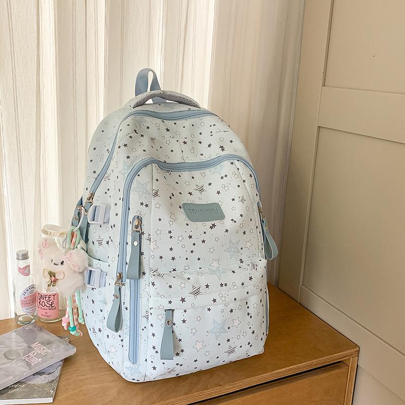 New Stylish School Backpack For Girls With A Fresh Star Print Lightweight Backpack For Middle And High School Students