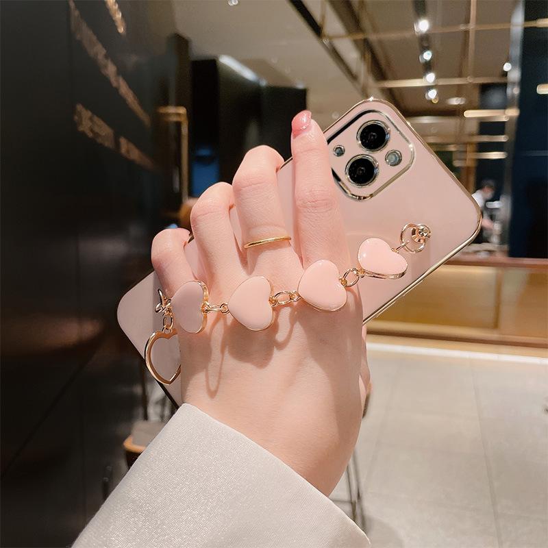 Applicable To Apple 16 Mobile Phone Case IPhone 15 Promax Protective Case 14 Electroplated Love Bracelet 13 Fashion