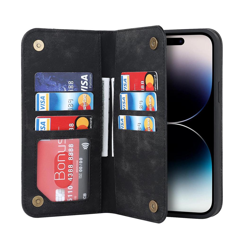 iPhone 16 Retro Multi-Card Leather Case with MagSafe Wireless Charging