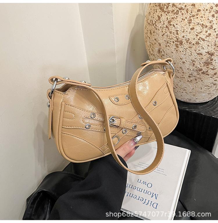 Slack Underarm Bag Women's 2025 Spring New Fashion Locomotive Small Square Bag Lazy Wind High Wisdom One Shoulder Crossbody Bag