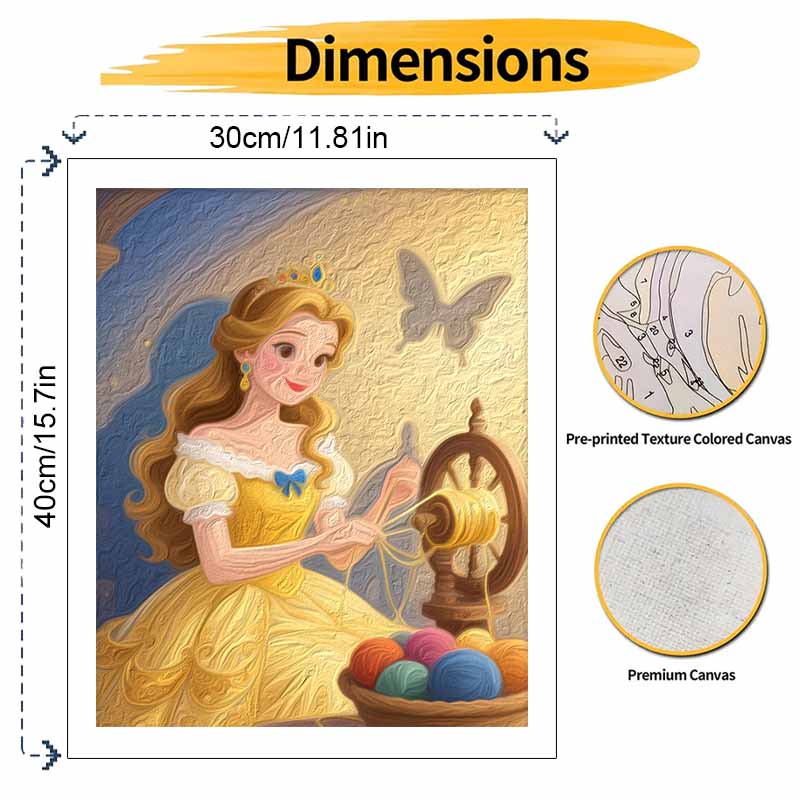 Disney Princess Spinning Wheel Digital Oil Painting Art Kit Handmade Diy Home Decorations
