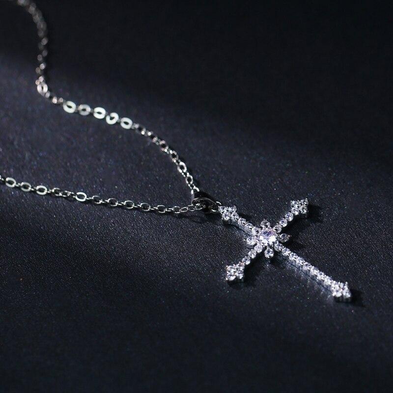 1 pièce Collier Couleur Or Blanc Imitation Dames Vent Froid Plein de Diamants Étoile Mangue Brillant Pendentif Croix Bijoux