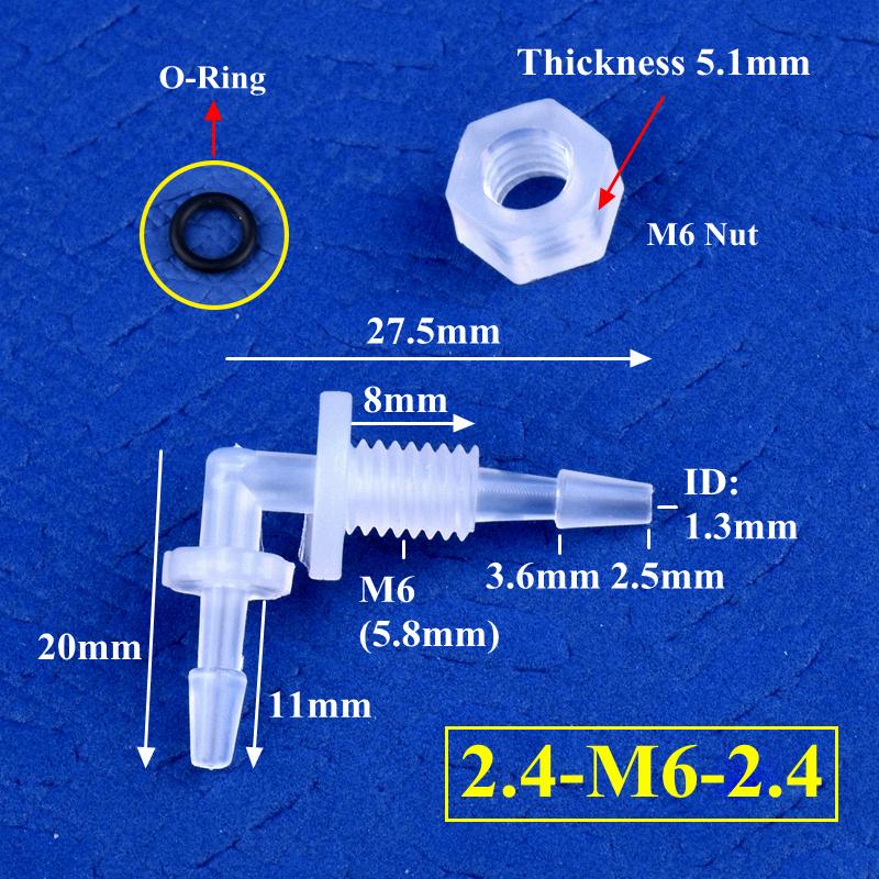 PP Pagoda Elbow Connector With Nut O-Ring M6~G1/2 To 2.4-11.1mm Thread Irrigation Aquarium Tank Adapter Irrigation Water Hose Joint