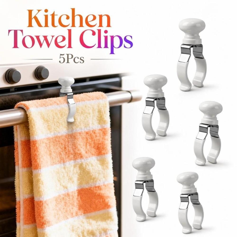 5Pcs Non-slip Kitchen Towel Clips Stainless Steel Clothes Peg Laundry Clothespins Household