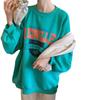 Women's 2024 Autumn Korean Style Loose Crew Neck Thin Long Sleeve Sweatshirt