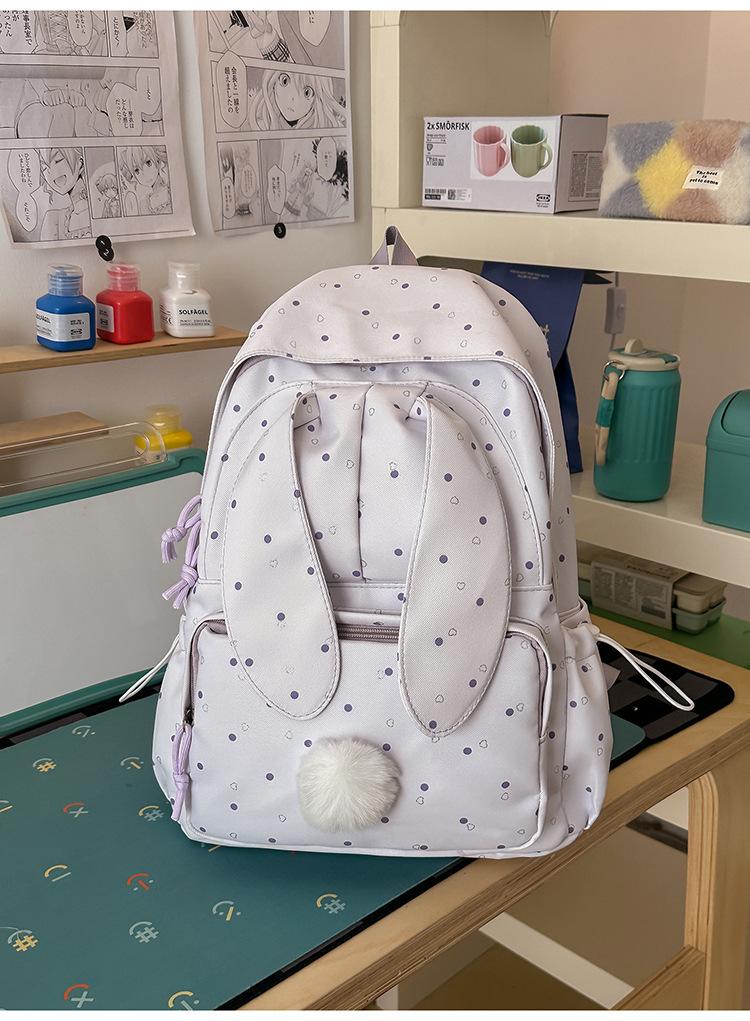 Schoolbag Mori Small Fresh Rabbit Ears Ladies Backpack College Student Class School Bag Lightweight Large Capacity Travel Backpack Female