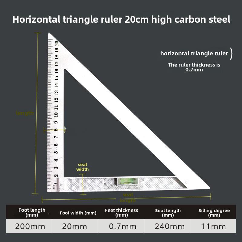 Aluminum Alloy 150x200mm Triangle Steel Angle Ruler for Woodworking