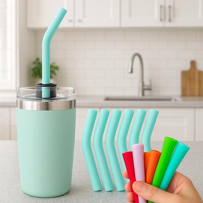 12pcs 8MM Metal Straws Tips Cover Silicone Straw Cover Cup  Accessories Straw Topper  Drinking
