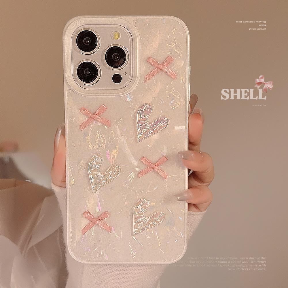 Girls Bow Love Iphone15promax Apple 16 Phone Case 11 Sweet 12 Suitable for 13 Shell Pattern
