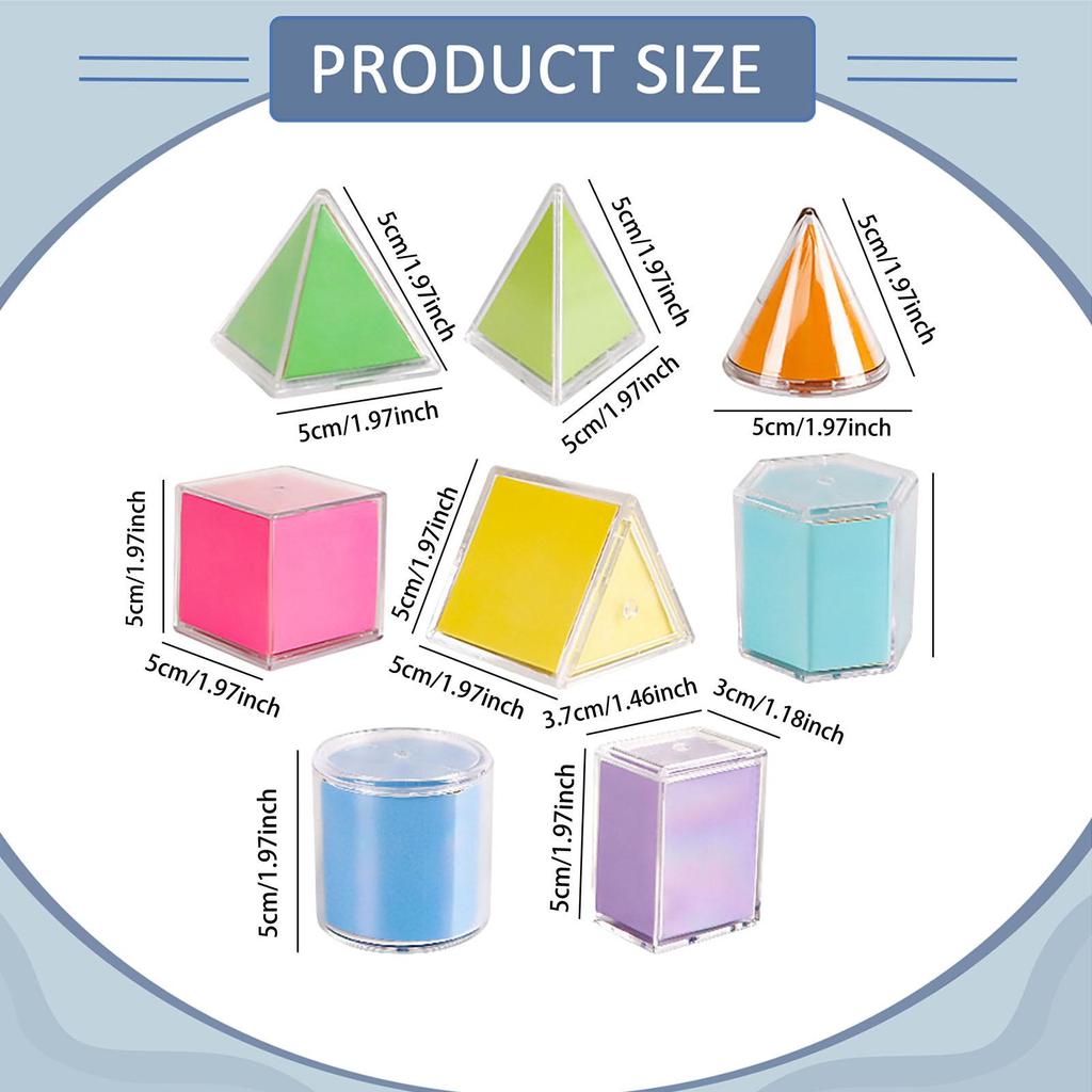 8 Pieces Geometric Solids Learning Toy Portable Math Manipulatives 3D Shapes & 2D Folding Nets for