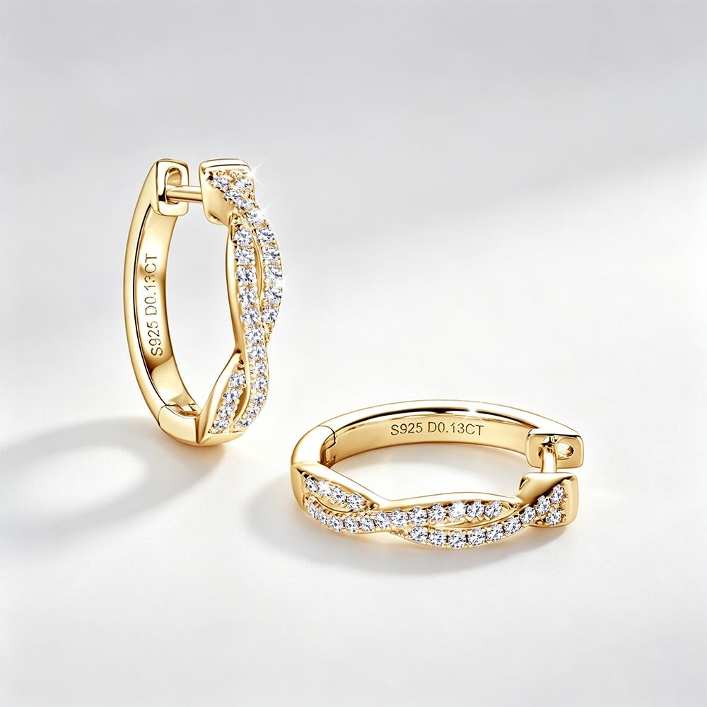 Lab Grown Diamond Earrings 925 Sterling Silver Moissanite Twisted Infinity Hoop Earrings Jewelry Gifts Earrings  Bulk