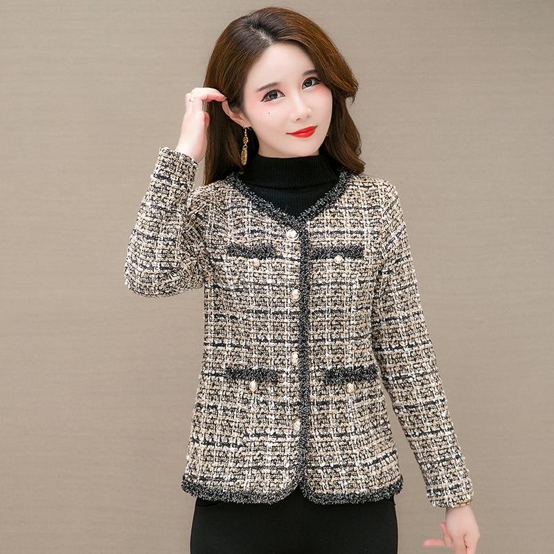 

Мамино весеннее пальто 2025 года в стиле «Петит» с тонким ароматом для женщин среднего и пожилого возраста 4XL (130-140 jin)