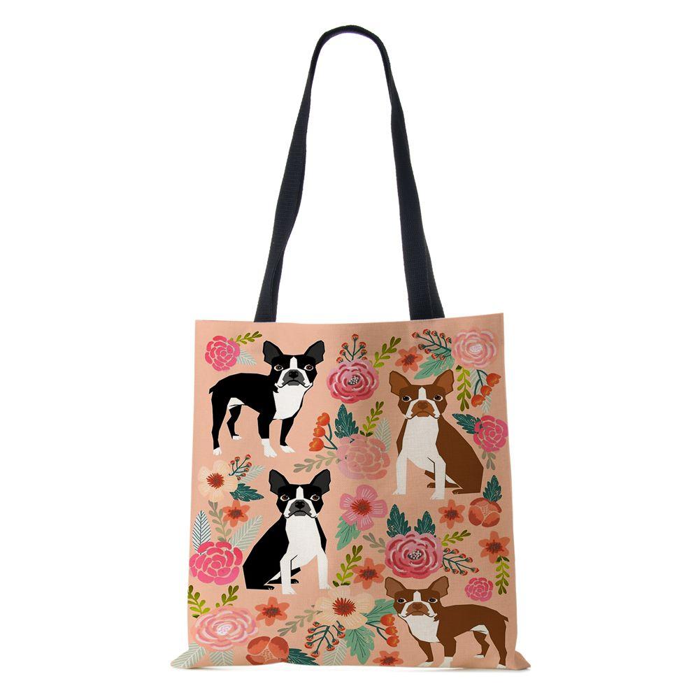 Dog Cat Women Shoulder Bag Shopper Travel Canvas Casual Handbag 2022 Eco Reused Print Vintage Large Capacity Tote Books Bag KTY