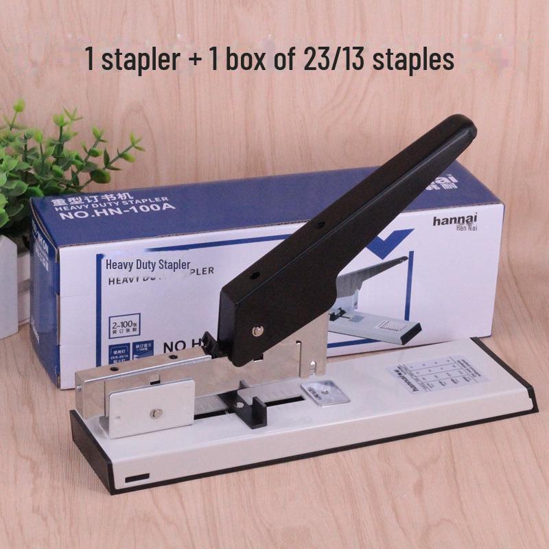 Heavy-Duty Huapuda Stapler, 100 Sheets, 23/13 Staples