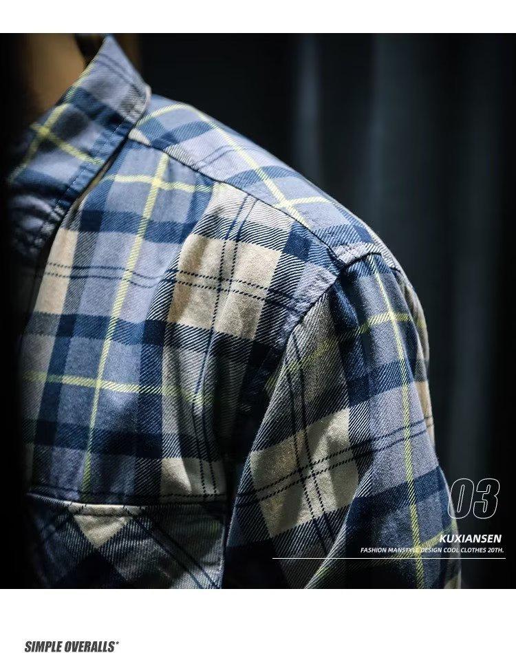Men's Casual Japanese-Style Plaid Shirt - Long-Sleeved, Handsome, Versatile, Loose Fit Fashion for Students