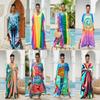 2024 European & American Rayon V-neck Beach Cover-up Robe for Vacation