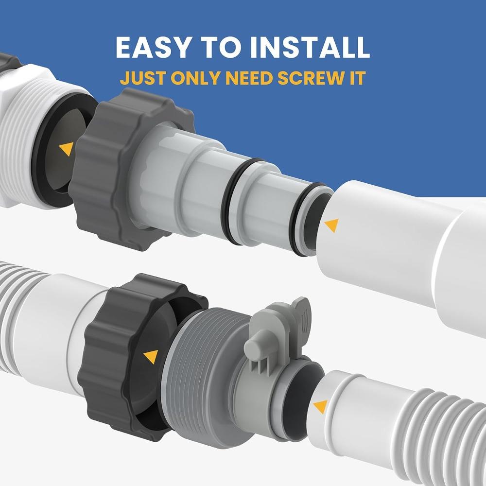 2Pcs Swimming Pool Pipe Hose Adapter Intex Threaded Connection Pump Replacement Hose Adapter Pool Pump Part with Plunger Valve