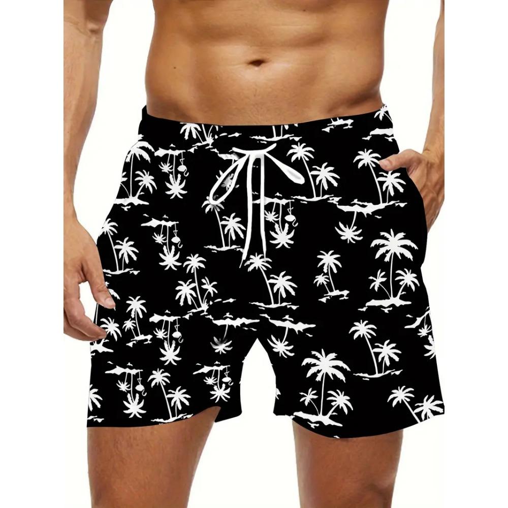 Trendige Strandshorts mit Palmenmuster für Herren Mode Sommer Urlaub 3D Gedruckte Kurze Hose Lässige Übergroße Badeshorts