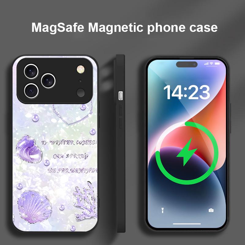 Beautiful Purple Shell For Magsafe iPhone 17 Pro Max 16 E 15 14 13 Plus 12 Mini 11 17 Air XR Xs Max 7 Plus Glass Phone Case
