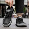 Fashion High Quality Men Casual Leather Board Shoes Lace-Up Skateboard Shoes Suitable Outdoor Leisure Activities Walking Jogging Shoes