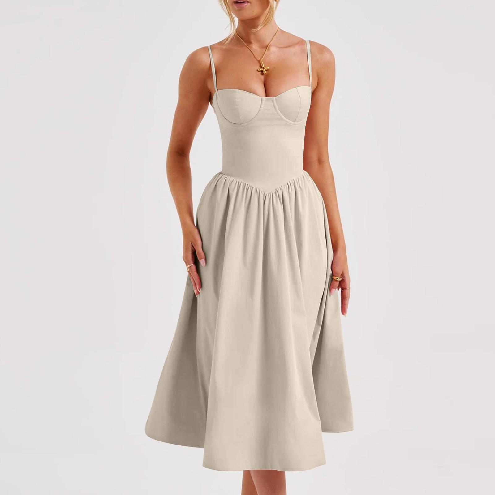 

Женское летнее сексуальное платье средней длины с тонкой талией, юбка на подтяжках для женщин M хаки