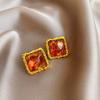 Maillard coffee color geometric earrings 2025 light luxury high-end temperament stud earrings niche retro style earrings