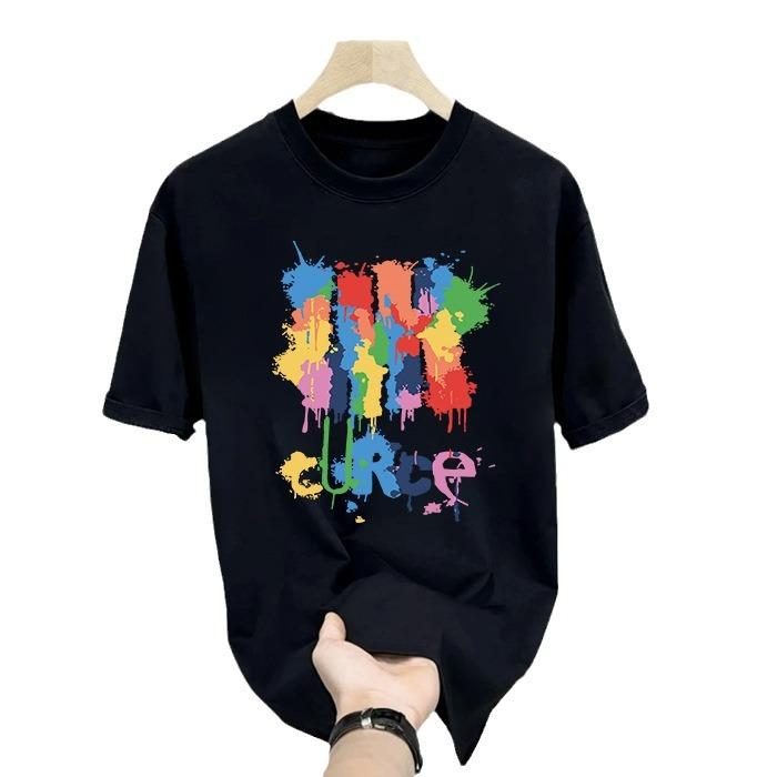 Herren T-Shirt mit kurzen Ärmeln Herren Trend Lässig Koreanische Version Baumwolle Rundhals Gedrucktes T-Shirt mit kurzen Ärmeln