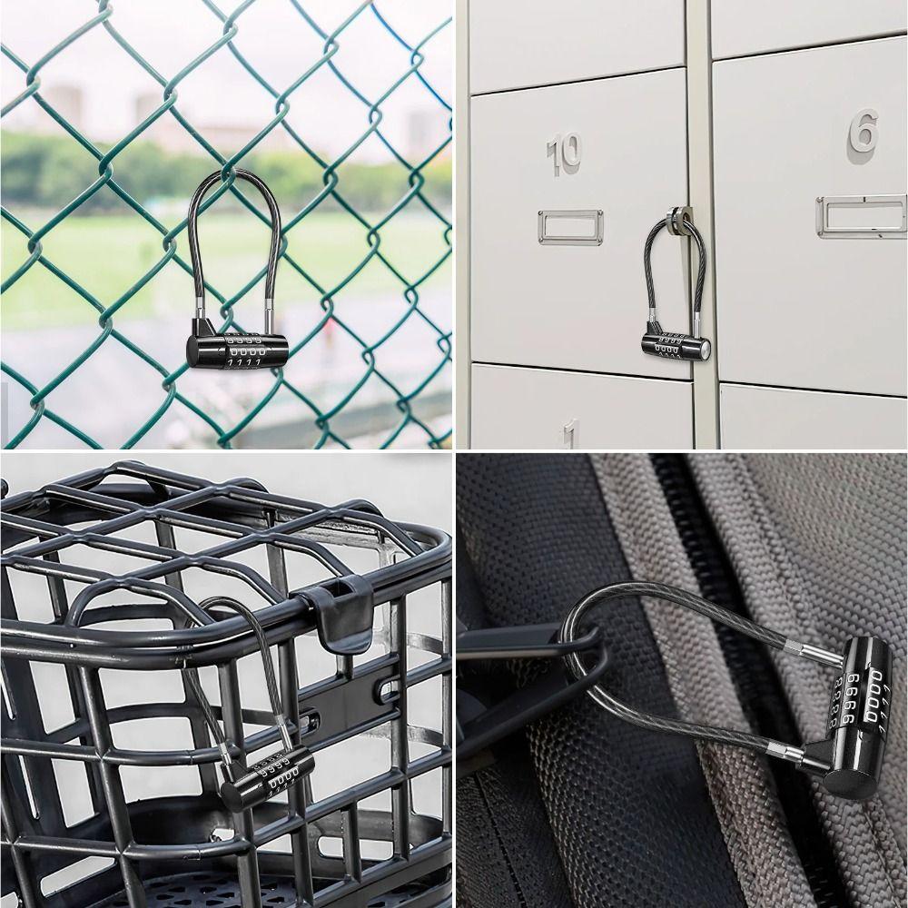 Zinc alloy 4 Digit Combination Lock Wire Rope Gym Safety Coded Lock  for Travel & Home