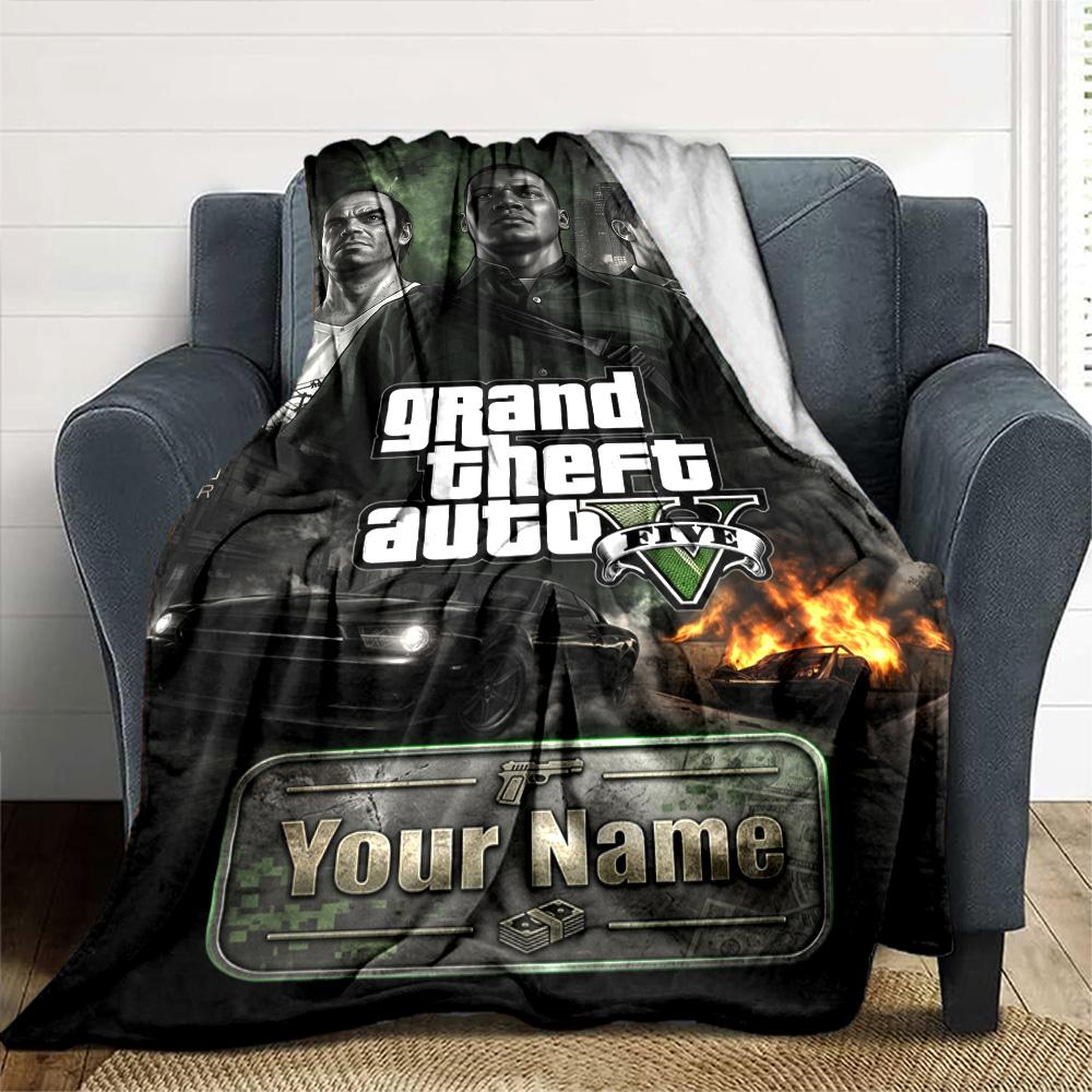 Gta Customize Your Name Blanket Cozy Personalized Blanket Durable Comfort Throw For Picnics Office Bedding Office Chair All-Season Use