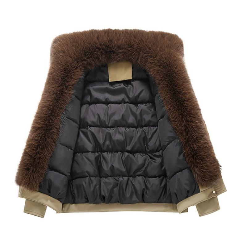 Women's Winter Parka with Big Fur Collar Cotton Padded Warm Coat Outerwear