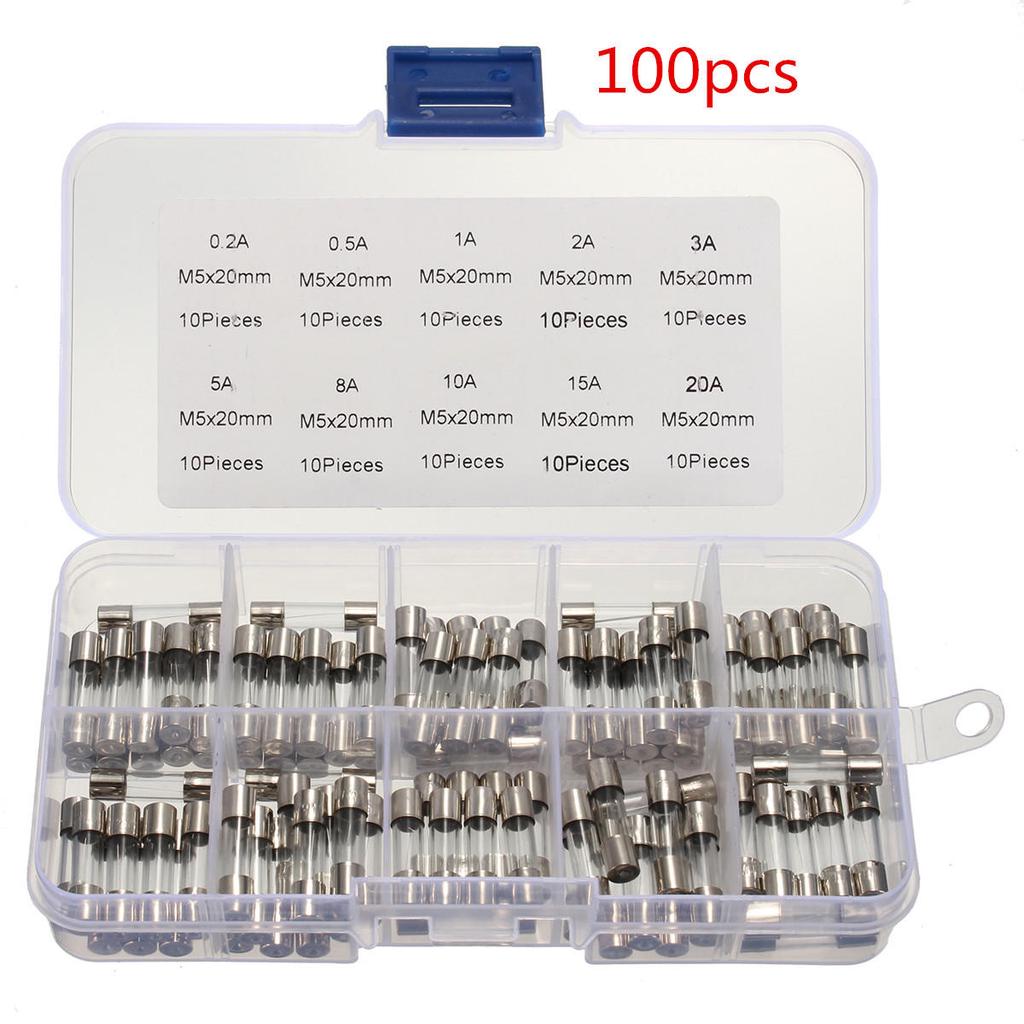 QUARKZMAN Sicherungshalter Set – 4 Stück 5x20mm, 250V 10A/15A, Schraubkappe, Flammhemmend, Inkl. Glas-Sicherungen