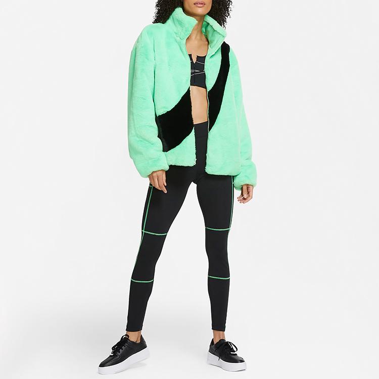 Nike Sportswear Big Swoosh Warm Stand-Collar Long-Sleeve Jacket Women Outerwear Khaki-Green CU6559-328