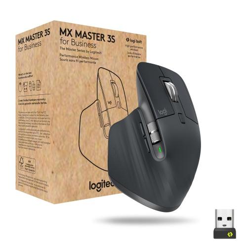 Logitech MX Master 3S for Business Wireless Mouse RF Wireless + Bluetooth, Laser, 8000 DPI, Graphite