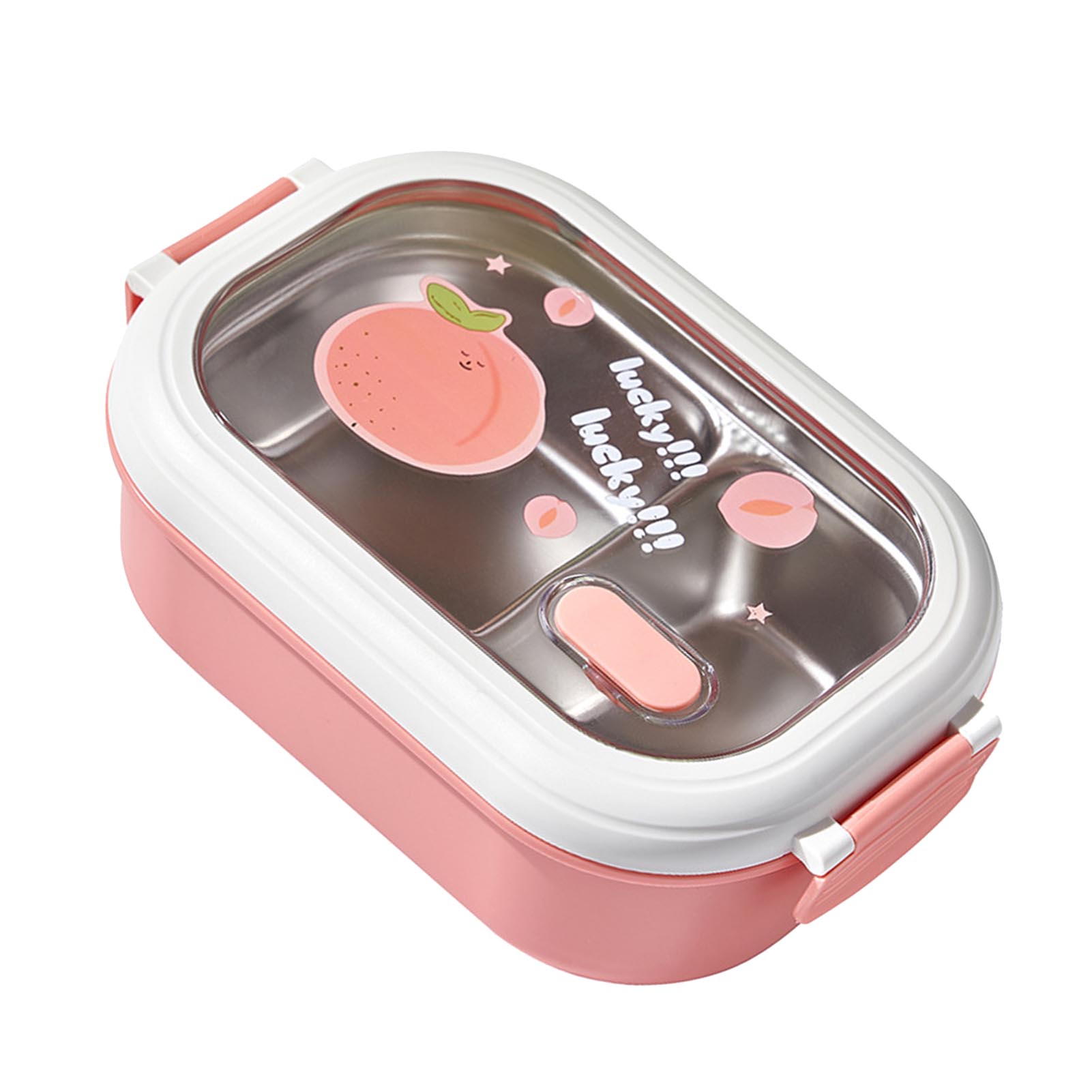 

Bento Lunch Box Portable Safe Leakproof Divided Stainless Steel Thermal Lunch Box for Students School Office Pinkish