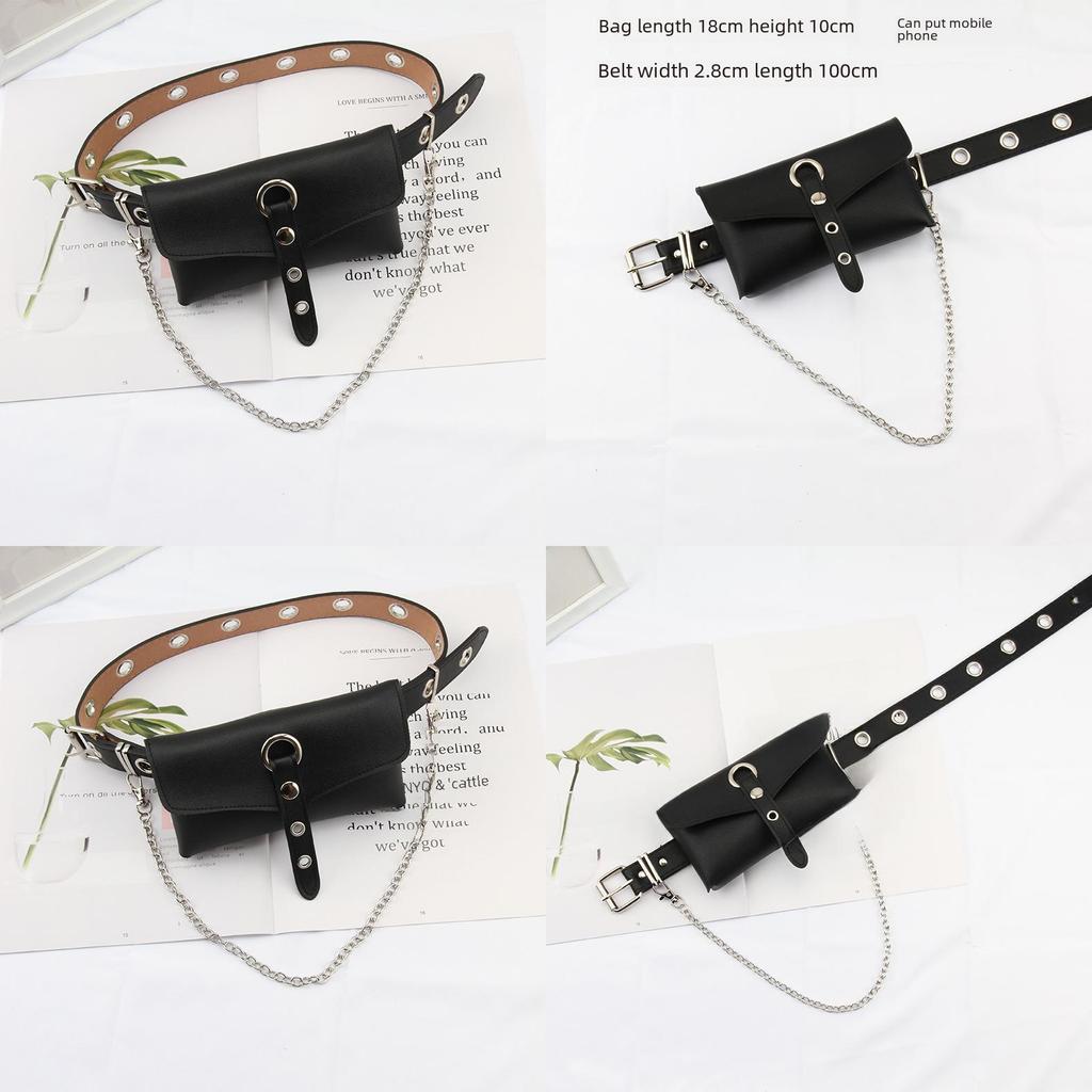 Punk Style Belt For Women With Pu Material And Adjustable Pin Buckle For Fashionable Streetwear